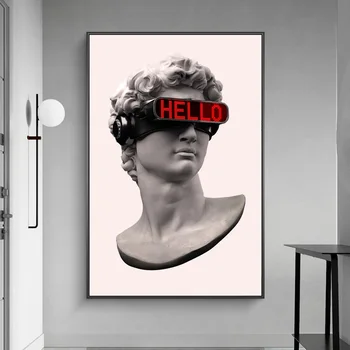 David Plastika s VR Okuliare Wall Art Plátno Plagáty A Vytlačí Abstraktné David Plátne, Obrazy na Stenu Obrázky a Decor