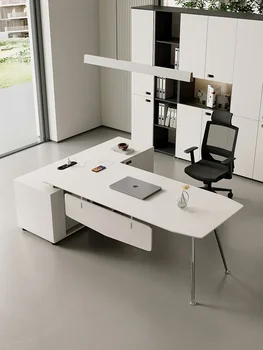 Desktop šéf písací stôl, predseda písací stôl, medical beauty, moderný manažér písací stôl, správcu, písací stôl, biely kancelársky stôl a stoličky zmes