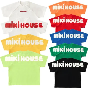 Deti T-Shirt 2022 Japonský Dizajn Značky Dievča jednofarebné Jednoduché Písmeno Multicolor-Krátke Rukávy Bavlna Chlapec Móda