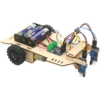 Detské ručne vyrábané drevené montované elektrické diaľkové ovládanie auta študentov základných škôl vedy fyzika experiment nastaviť