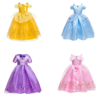 Dievčatá Belle Princezná Šaty Šaty Mrazené Aurora Šaty detské Letné šaty Sandy Princezná šaty Úlohu hrať šaty