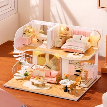 Dieťa Dom Mini Mini DIY Kit Výroba Montáž Model Izba Princezná Hračky, Domáce Spálne Dekorácie Nábytku Drevené Remeslá