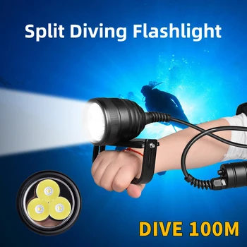DiV10 Super Svetlé Potápanie Blesk, pod vodou LED, Split Baterky, Profesionálny Horák, 26650 Batérie, 200 m, 200 m