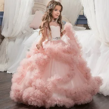 DongCMY Detí Princezná Kvet Dievča, detské Šaty, na Poschodí-dĺžka Obliekať Dievčenské Pompadour Šaty Nové Letné Svadobné Party Šaty