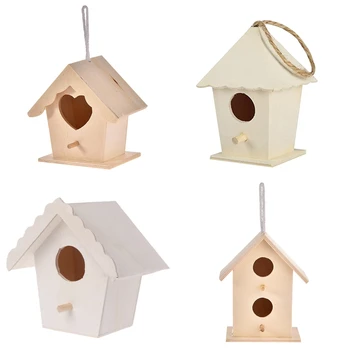 Drevené Bird House pre Mimo Hniezdenia Box s Vchodom a Zubáče pre Sparrow