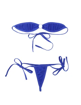 Dámske Exotické Plaviek Minimálne Pokrytie Self-tie Mini Micro Bikini Set Ramena Podprsenka Topy s G-String Nohavičky Bielizeň