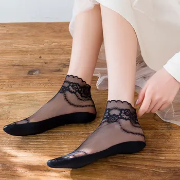 Dámske Letné Čipky Ponožky Plytké Úst Neviditeľné Loď Ponožky Japonský Tenké Duté Jeseň Dôkaz Ponožky Japonský Bavlnené Ponožky