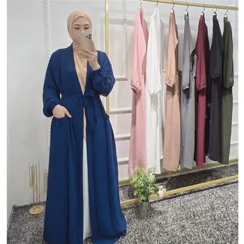 Elegantné Moslimských Žien Abaya Otvoriť Cardigan Hidžáb Oblečenie Dubaj Turecko Arabčina Kaftan Eid Mubarak Oblečenie Kaftan Femme Afriky Šaty
