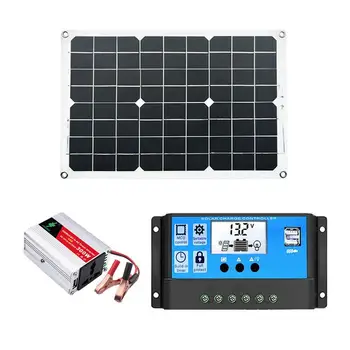 Elektráreň S Solárny Panel Solar Power Kit Pre RV Off Grid S Batériou A Invertor 30A Poplatok Regulátora Solárneho Invertora.