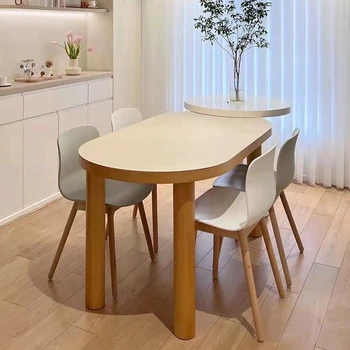 Eliptický jedálenský stôl moderný minimalistický Nordic masívneho dreva malé jednotky v hostiteľskej rodine
