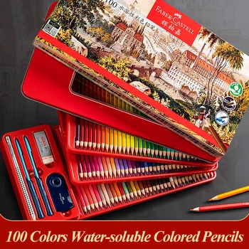 Faber-Castell 100ks/Súbor vo Vode Rozpustné, Farebné Ceruzky Rysovacie Nastaviť Profesionálne Ručne Maľovaný Na Maliarske Školy, Umelecké potreby