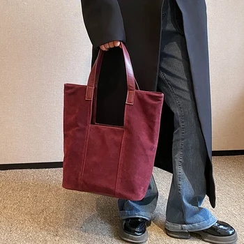 Faux Suede Textílie Ženy Módna Taška, Luxusné Značky Dizajnér PU Kožené Kabelky Veľké Tašky cez Rameno Pre Ženy 2023 Bežné Tote Bag