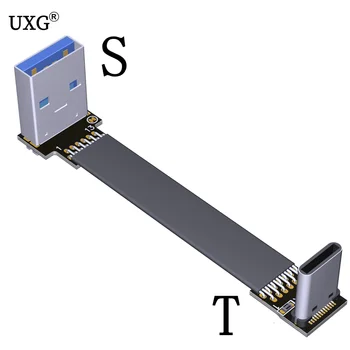 FPV USB 3.1 Gen2 Typ-C 90 Stupňov Na USB-A Stúpačky Adaptér 3 cm-300 FPC Páse s nástrojmi Ploché USB3.1 Zadajte 20kolíkový Predlžovací Kábel