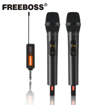 FREEBOSS Frekvencie Nastaviteľný Karaoke Bezdrôtový Mikrofón 2 Ručný Dynamický Bezdrôtový Mikrofón pre Home Party Stretnutie Reči FB-U326