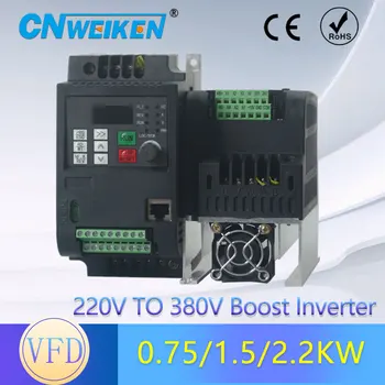 Frekvenčného meniča Menič VFD 2,2 KW na 220V 380V 1,5 kw vretena rýchlosť kontroly 200Hz 3-fázový výstupný Prúd 5A