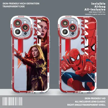 Fuuny Marvel Hrdinu Silikónové Jasné puzdro pre iPhone 14 Plus 11 Pro Max 8 6 7 12Pro SE 2020 XR XS 13 X mini XS Max Kryt