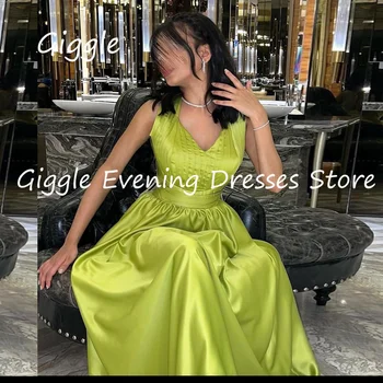 Giggle Satin A-riadok tvaru Populárne Prehrabať Arabských Elegantné Prom Šaty Saudskej Dĺžka Podlahy Večer Party Šaty pre Ženy 2023