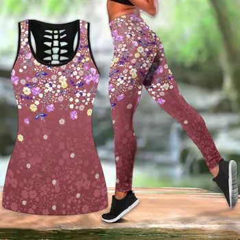 Grafický Kvetinový 3D Tlač Jogy Oblečenie pre Ženy Slim Fitness Cvičenie Legíny Boky Jogy Nohavice, tielko Jogy Športové Oblek
