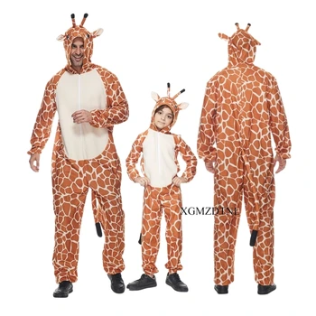 Halloween Deti, Dospelých Zvierat Cartoon Žirafa Cosplay Kostým, Šaty Strany Kombinézach Roztomilý Jeden Kus Pyžamo Deň Detí