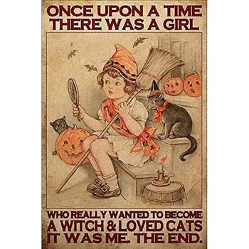 Halloween Vintage Kovov Cín Prihlásiť Čarodejnice Witchy Kuchyňa Decor Hippie Dievča Železa Maľovanie Na Domáce Záhradné Steny Umenie Plagátu Verandu