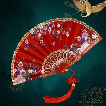 Hodvábnej látky Zlato Hrana Fanúšikov Čínske Tradičné Tanečné Ventilátor Čínsky Štýl, Ventilátor Prispôsobené Ručné Skladanie Ventilátor dekoratívne ventilátor