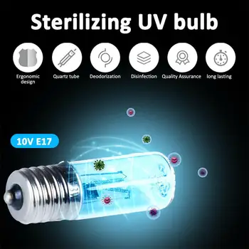 Hot Predaj E17 UVC Ultrafialové UV Light Tube Žiarovky 3W Dezinfekcia Lampa Ozónu Sterilizácia Roztočov Svetlá Baktericídny Žiarovka