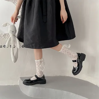 Japonsko Štýl Roztomilý Čela Čipky Zdobené Prehrabať Ponožky JK Lolita Ponožky pre Ženy Sladké Dievčatá v Lete Tenké Žena Ponožky Čierne Biele 2 Farby