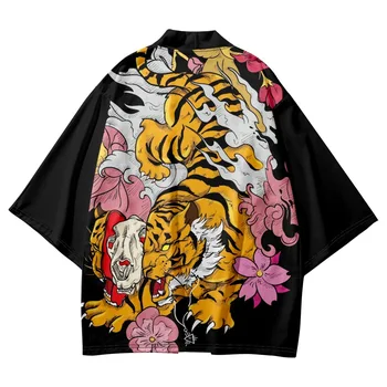 Japonský Streetwear Cardigan Ženy Muži Harajuku Haori Kimono Cosplay Top Košele Pláži Yukata Tao Šaty Plus Veľkosť XXXL 6XL 5XL 4XL