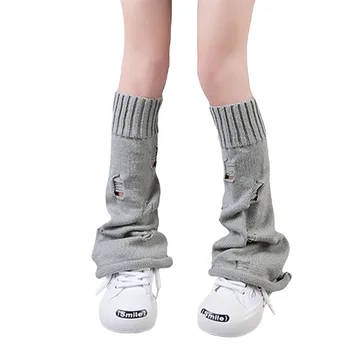 Japonský Štýl Pletené Leg Warmers Cyber Grunge Roztrhlo Otvor Kolená Vysoké Ponožky Boot Putá Harajuku E-dievča Gotický Servítky Ponožky