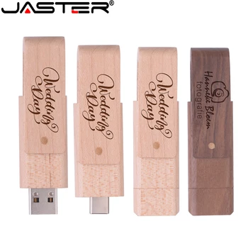 JASTER USB Flash Disk TYPU-C 2 v 1, Memory Stick 2.0 Drevená/Bambusu kl ' úč 4 GB 8 GB 16 GB 32 GB, 64 GB 128 GB Voľného Logo Svadobný Dar