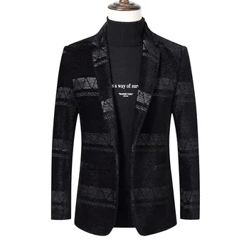 Jeseň Zima Krátke Vlnené Kabát Merino Vlny Mužov kórejský Noriek Imitácia Bunda Trendy Ťažké Oblečenie Mens Kabát Plus veľkosť S-4XL