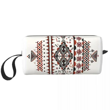 Kabyle Amazigh Vzor Make-Up Taška Ženy Cestovné Kozmetické Organizátor Roztomilý Berberské Umenia, Symbol Skladovanie Toaletné Tašky Dopp Auta Prípade Box