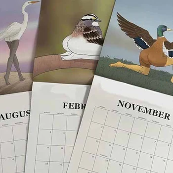 Kalendár Extrémne Presné Vtákov Nástenný Kalendár Jan. 2024 - Dec. 2024,12 Mesačné Vtákov Visí Kalendár, Plánovač Ľahko Nainštalovať