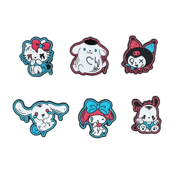 Kawaii Anime Sanrio Hello Kitty Kuromi Moje Melódie Brošňa Cartoon Kovové Odznak Tvorivosti Osobnosti Zábavné Oblečenie Taška Dekorácie