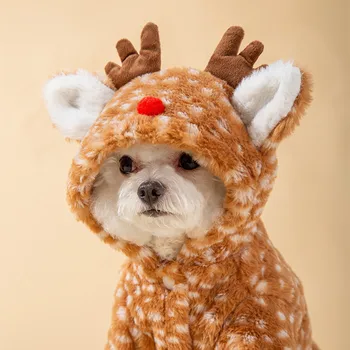 Kawaii sobov role-playing bunda oblečenie Vianočné oblečenie teplý kabát psie oblečenie mačka zimné hrubé dovolenku strany pet položiek