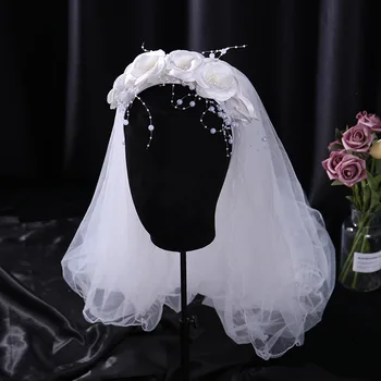 Krásne Módne Kvet Appliquer Svadobné Doplnky Do Vlasov Biele Hairband Pearl Svadobný Závoj Vlasov