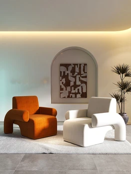 Krém štýl svetlo luxusné single pohovka stoličky, moderné jednoduchá obývacia izba, malý apartmán, Internet celebrity dizajnér