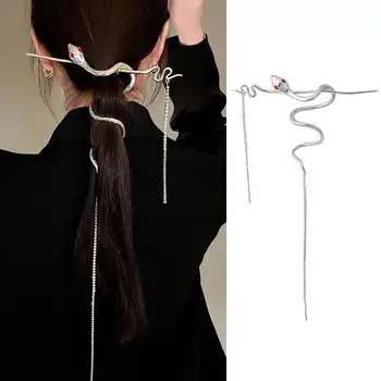 Kórejský Nové Elegantné Vinutia Had Tvarované Drahokamu Strapec Blikajúce Diamond Vlasy Klip Vlásenky Headdress Vlasy Príslušenstvo Pre M8M2