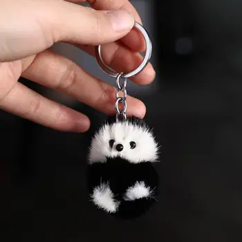 Kórejský Štýl Noriek Kožušiny Panda Keychain Kawaii Mäkké Biele Mini Noriek Prívesok Plyšové Plnené Roztomilé Plyšové Noriek Keyring Pár