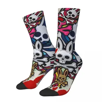 Lebka Bunny Psycho Králik Farebné Vzor Unisex Zimné Ponožky Teplé Šťastný Posádky Ponožky Street Štýl Crazy Ponožka