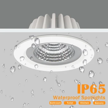 Led Downlight IP65 Vodeodolný 220v 110v 7W 12W 15W Zapustené Stropné Bodové Svetlá Dole Svetlo Led Spot Lampy Pozornosti na Kúpeľňa