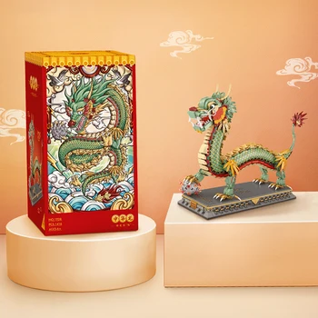 LOZ Nové Kreatívne Mini Čínsky Drak Modelu Stavebné Bloky，DIY Dekorácie Tehly Zvierat, Puzzle, Hračky So stojanom Deti, Dospelých Dary