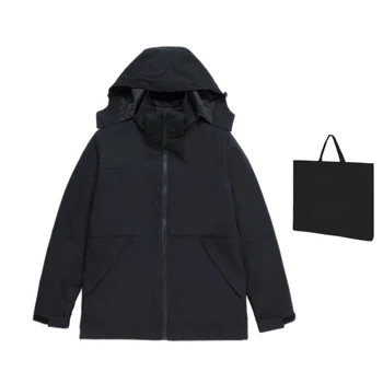 Luxusný dizajn Zimné Pohodlie Kapucňou Dole kabát Trojuholník označiť Oblečenie muža a Ženy je Vetru a vode Nadol Bunda Čierna