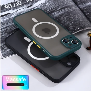 Magnetické Bezdrôtové Nabíjanie Telefónu puzdro Pre iPhone 15 14 13 12 11 Pro Max XR XS Max Plus Shockproof Matný Nárazníka Jasné Kryt Telefónu