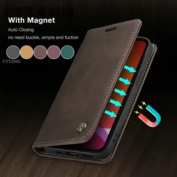 Magnetické Kožené Telefón puzdro pre Samsung A51, A71, S10, S20, S8,S9 Plus Ultra,Luxusná Peňaženka pre Galaxy A50, A41, Flip Stojan, Kryt