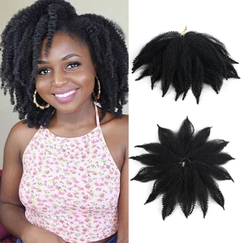 Marley Pletenie Vlasy Pre Zvraty 8 Palcový Krátke Kinky Afro Twist Háčkovanie Vrkôčiky Ombre Syntetické Vlákna Predlžovanie Vlasov Pre Ženy