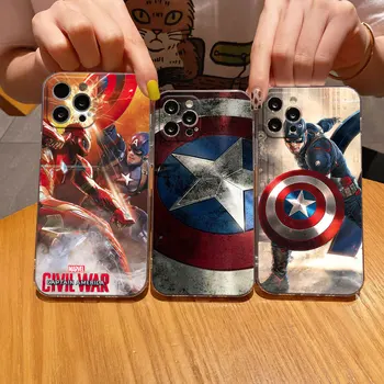 Marvel Občianskej Vojny, Kapitán Amerika Jasné, Telefón puzdro Pre iPhone 15 14 11 12 13 Pro Max Mini X XS XR 8 7 Plus Kryt Priehľadný Prípade