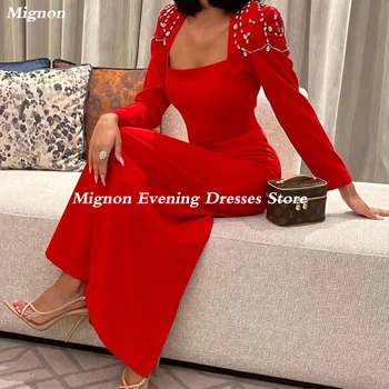 Mignon Krepové Rovno Námestie Krku Lištovanie Formálne Prom Šaty Členok Dĺžka luxusné Večer Formálne Elegantné Party Šaty pre Ženy 2023