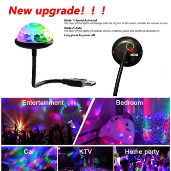 Mini Disco Ball Svetlo RGB Dj Osvetlenie Party Disco Ball Svetlá USB Auto Atmosféru Svetla Izba Dekorácie, Lampy, Strobe Light
