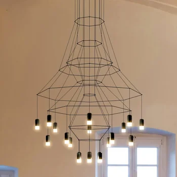 Minimalistický LED Prívesok Svetlo Modernej Priemyselnej Iron Art Dlhý Riadok Lustre Obývacia Izba, Schodisko Dekor G9 Dizajn Lampy
